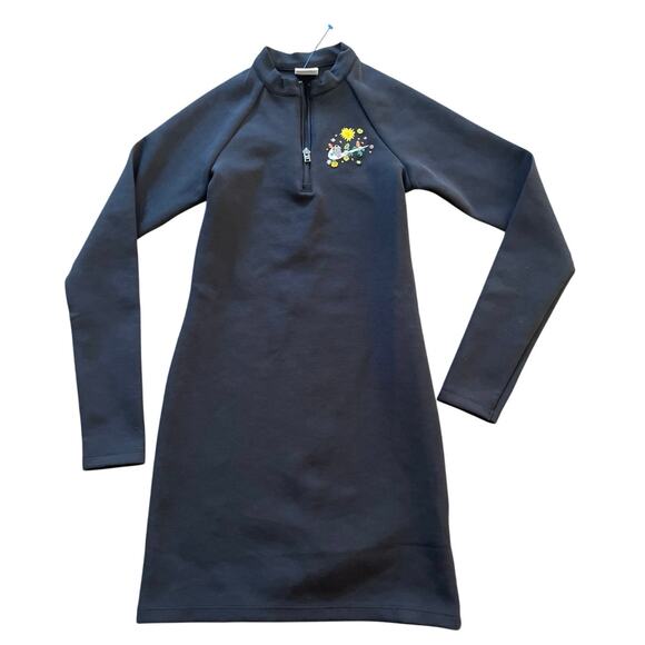 Nike Black Swoosh Sportswear Essential Space Embroidered Logo Twist Dress XS NEW - Picture 4 of 9